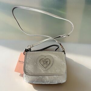 Juicy Couture Silver Heart Embossed Mini Crossbody Bag